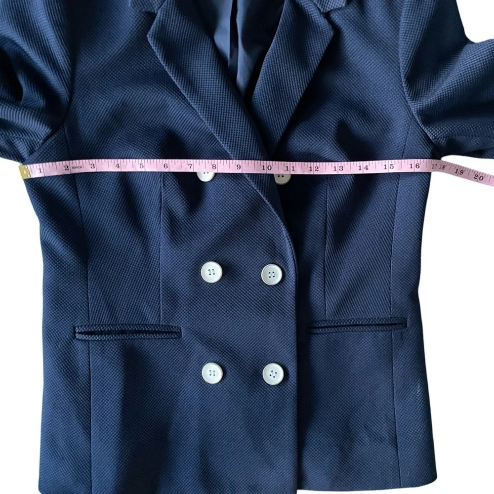 The Limited Navy Blue Double Breasted Blazer with White Buttons Size Small